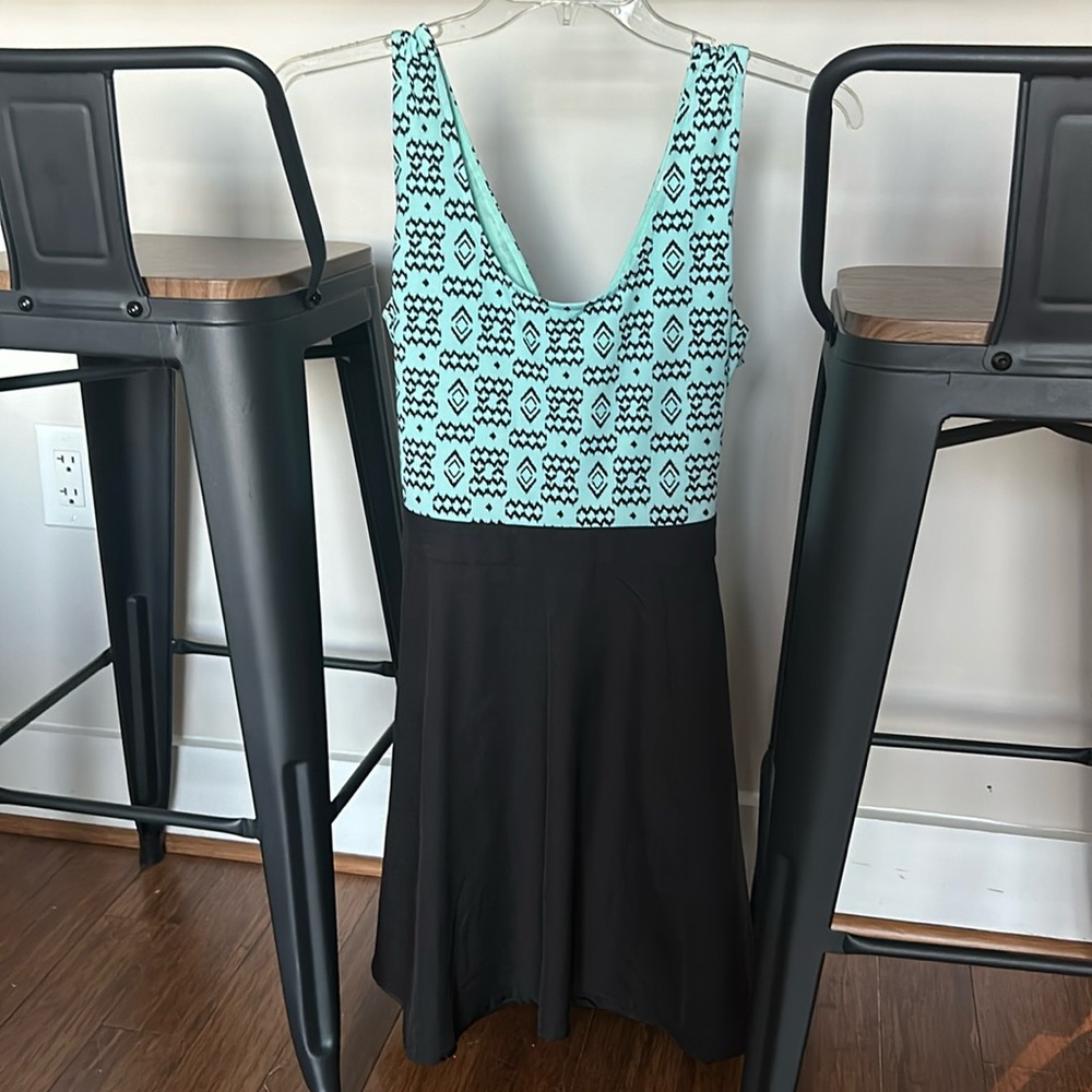 Cross Back Mint and Black Dress